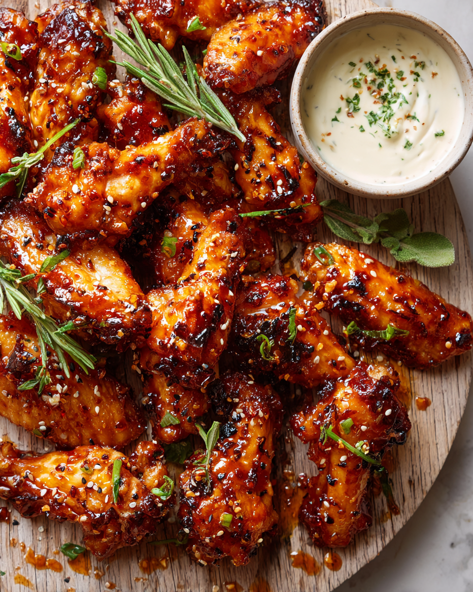 Ali di Pollo Mielate e Aglio al Forno Ali di pollo al forno con mielato all'aglio e salsa buffalo, un piatto irresistibile per le feste