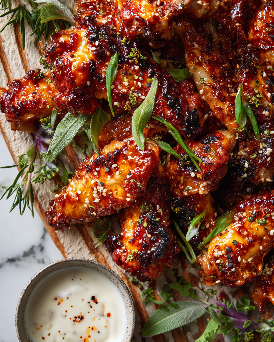 Ali di Pollo Mielate e Aglio al Forno Ali di pollo al forno con mielato all'aglio e salsa buffalo, un piatto irresistibile per le feste