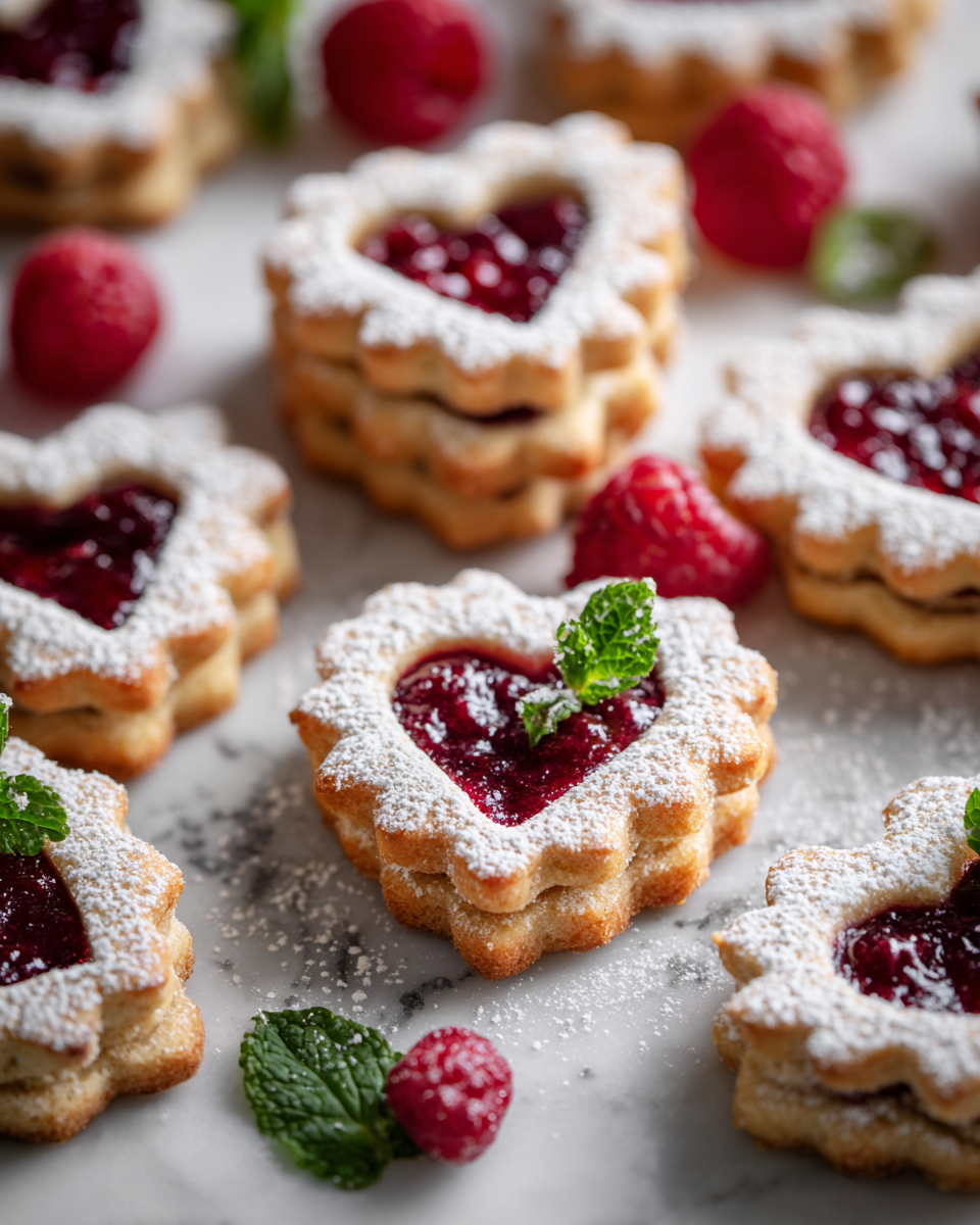 Deliziosi Biscotti Linzer con Marmellata di Lampone Biscotti Linzer con marmellata di lampone, dolci natalizi italiani