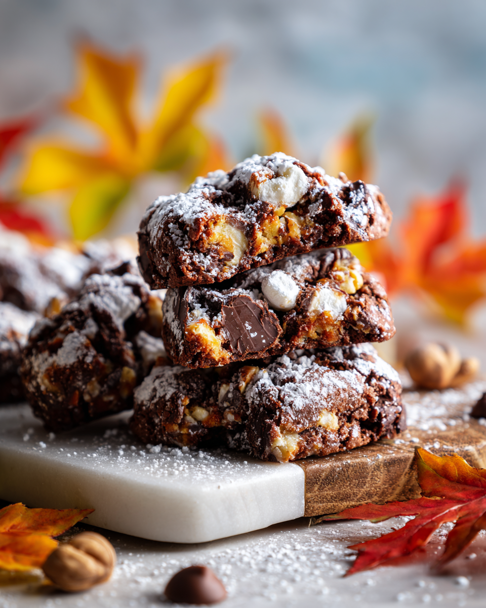 Biscotti Rocky Road al Cioccolato: Golosi e Facili Biscotti Rocky Road al cioccolato con marshmallow e noci, dolce autunnale ideale per feste e condivisione