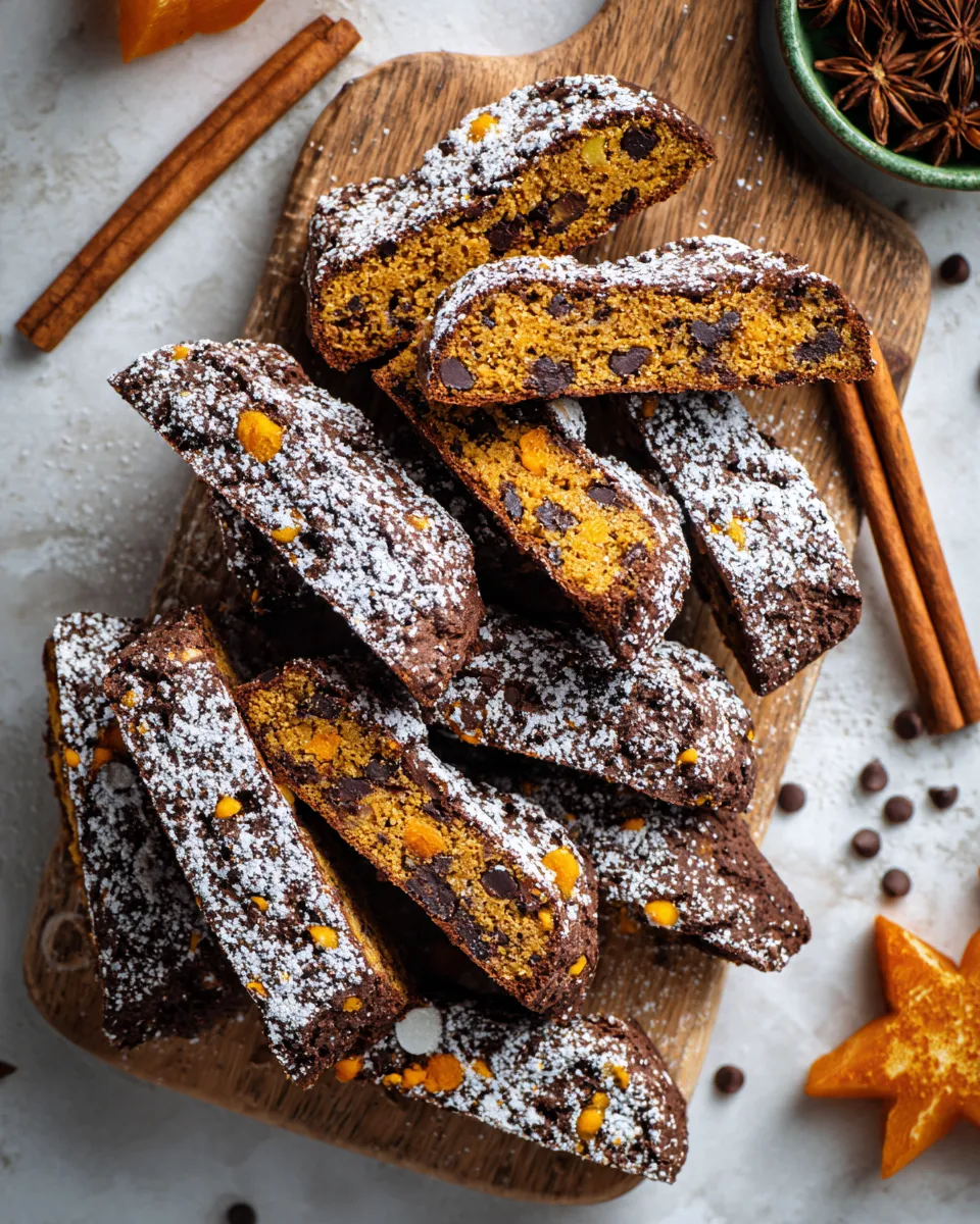 Biscotti di Cioccolato e Zucca Perfestivi Biscotti di cioccolato e zucca freschi sfornati, ideali per le festività autunnali.