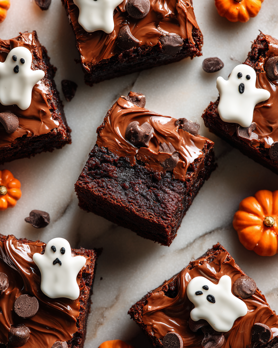 Brownies Fantasmi con Ganache: Dolce Autunnale Brownies Fantasmi con Ganache, dolce autunnale perfetto per Halloween.
