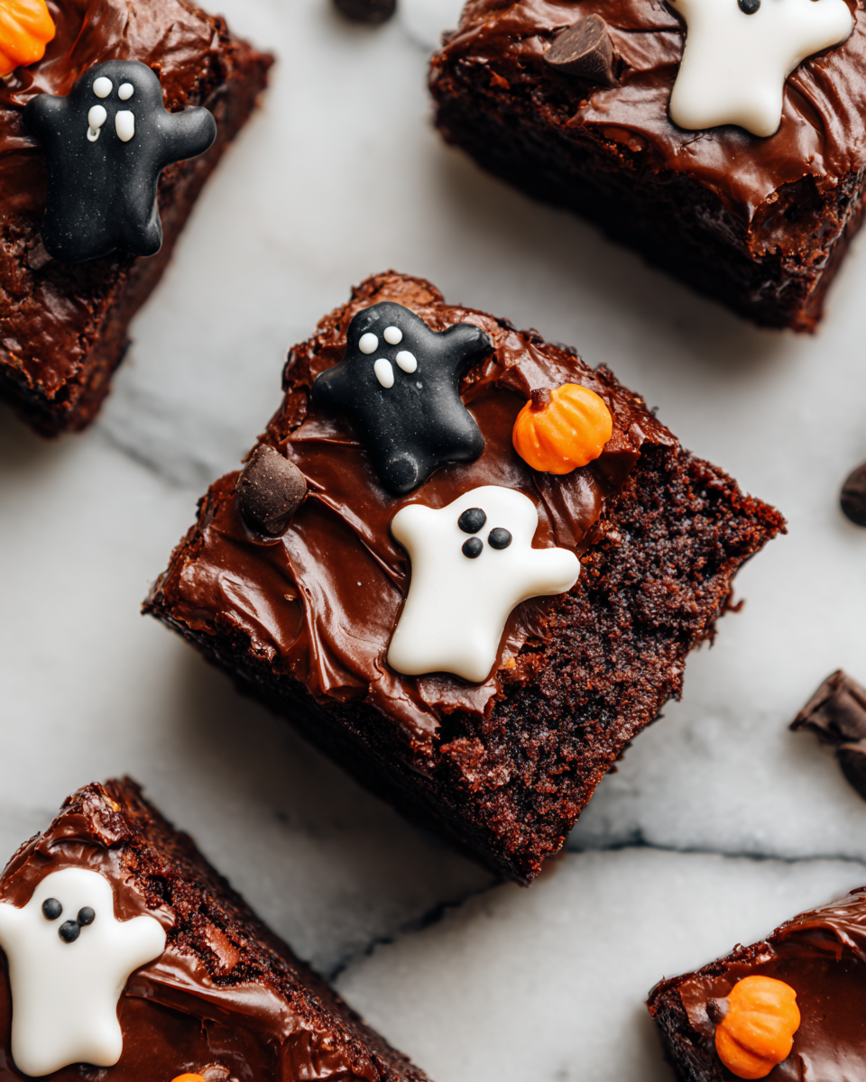 Brownies Fantasmi con Ganache: Dolce Autunnale Brownies Fantasmi con Ganache, dolce autunnale perfetto per Halloween.