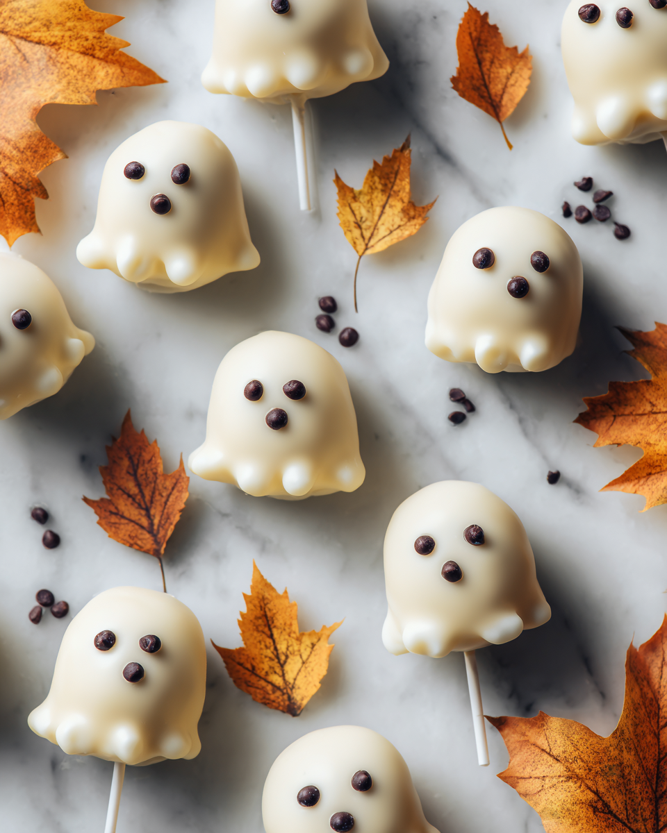 Deliziosi Cake Pops Fantasma per Halloween Irresistibili cake pops a forma di fantasma, perfetti per Halloween, facili e divertenti da preparare.