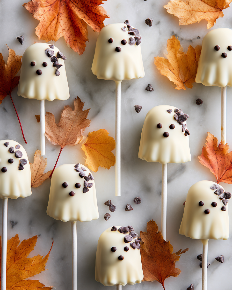 Deliziosi Cake Pops Fantasma per Halloween Irresistibili cake pops a forma di fantasma, perfetti per Halloween, facili e divertenti da preparare.