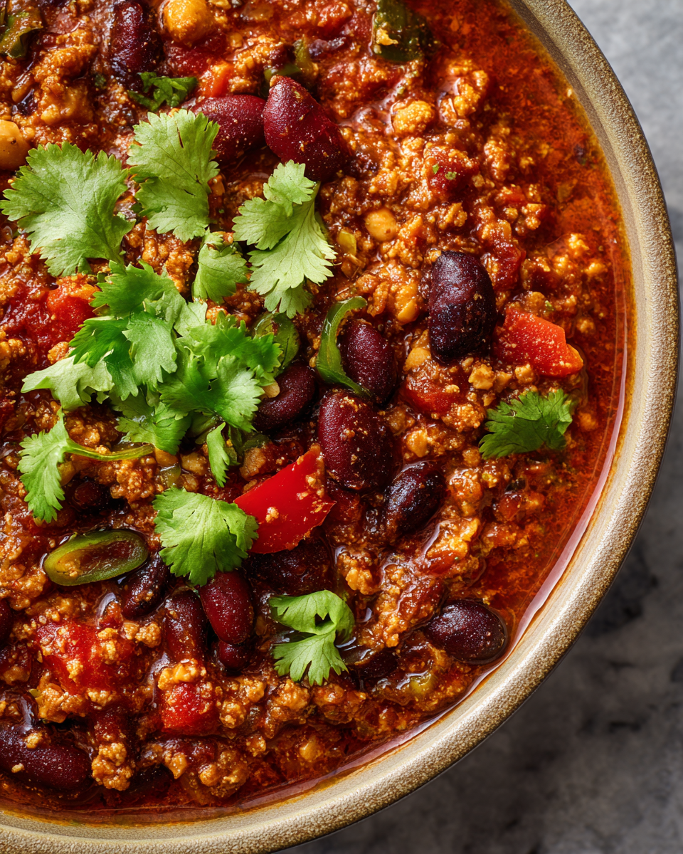 Chili al Burro di Arachidi Affumicato per l'Autunno Chili al Burro di Arachidi Affumicato, una ricetta confortevole e saporita per le serate autunnali.