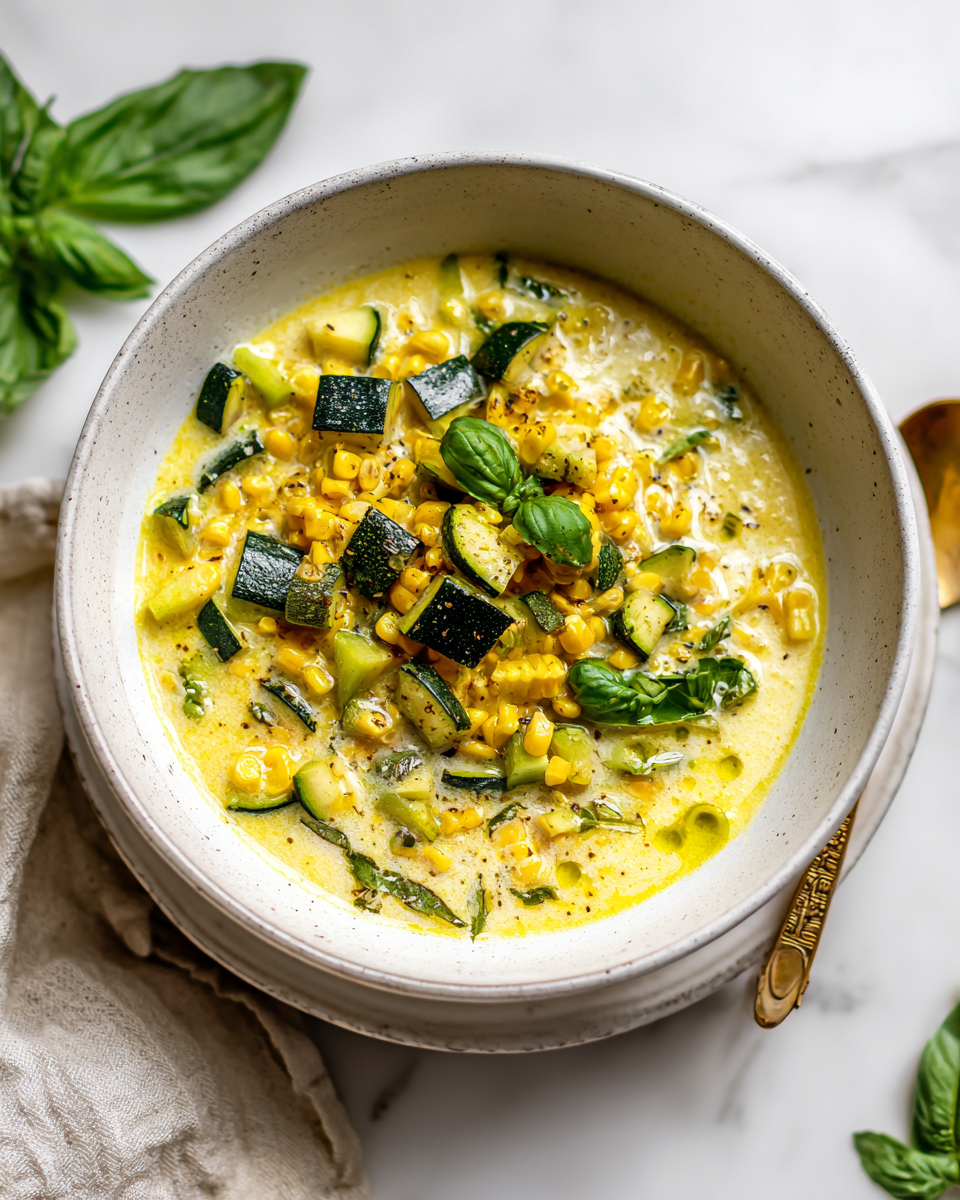 Chowder Estivo di Mais e Zucchine: Ricetta Facile Chowder di mais e zucchine estivo, ricetta semplice e gustosa