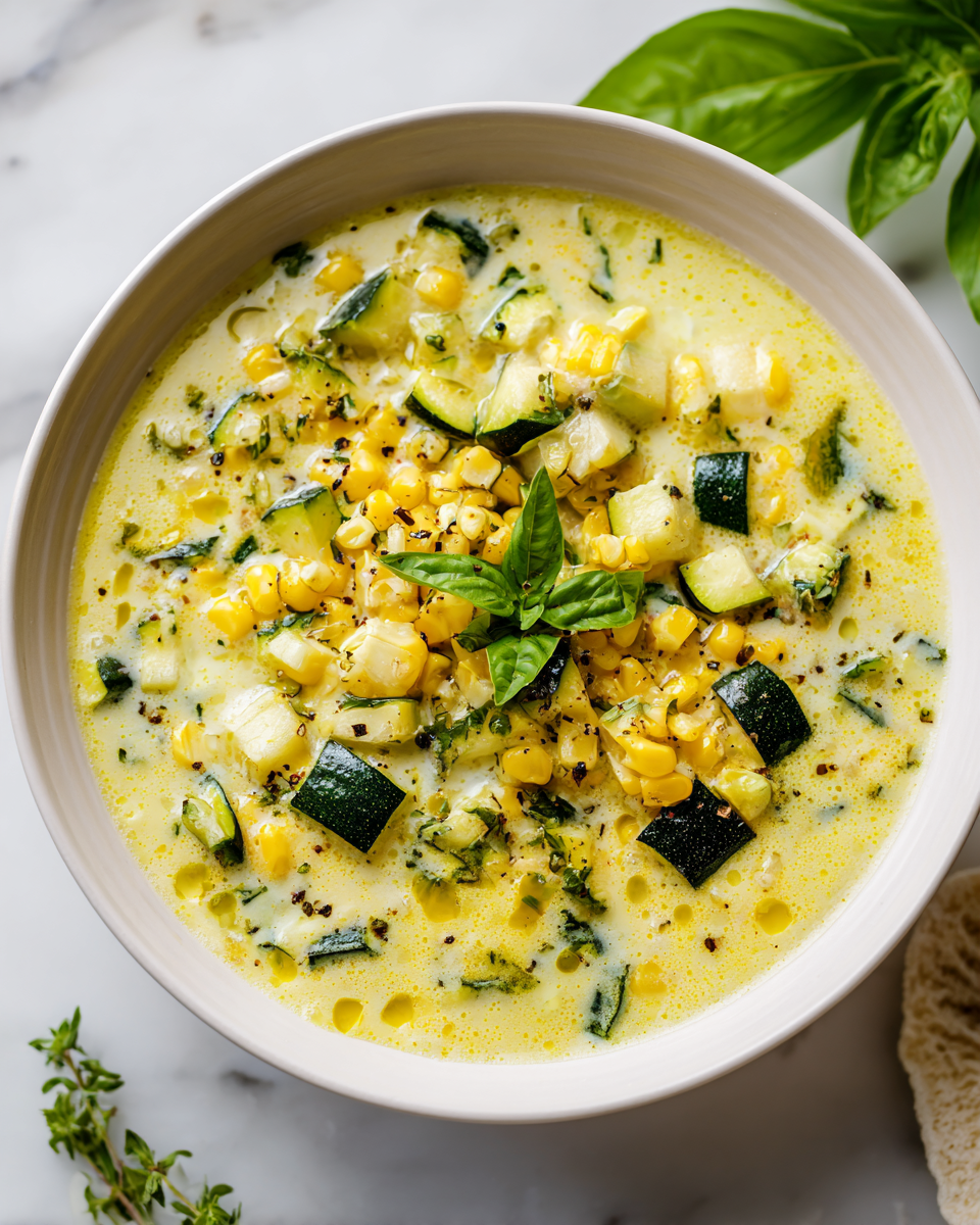 Chowder Estivo di Mais e Zucchine: Ricetta Facile Chowder di mais e zucchine estivo, ricetta semplice e gustosa