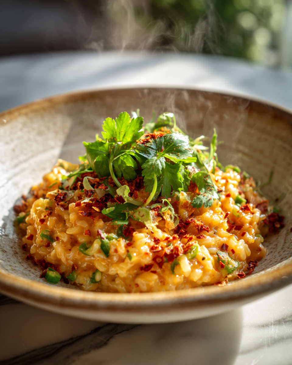 Risotto di Jalapeño Popper: Piccante e Cremoso Jalapeño Popper Chili caldo e cremoso, un comfort food autunnale perfetto per le serate in compagnia.