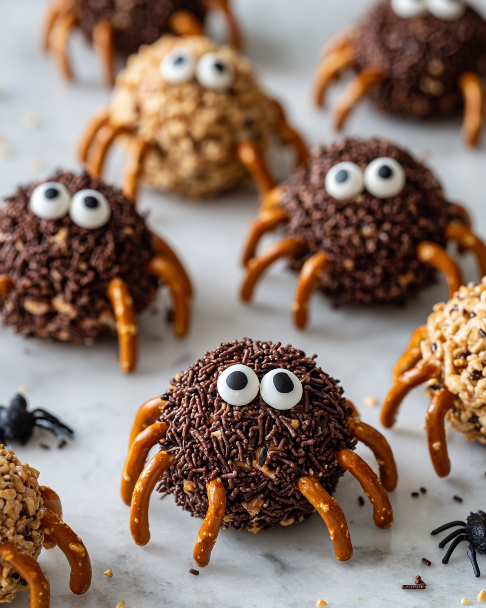 Palline di Ragnatela al Burro di Arachidi decorate per Halloween