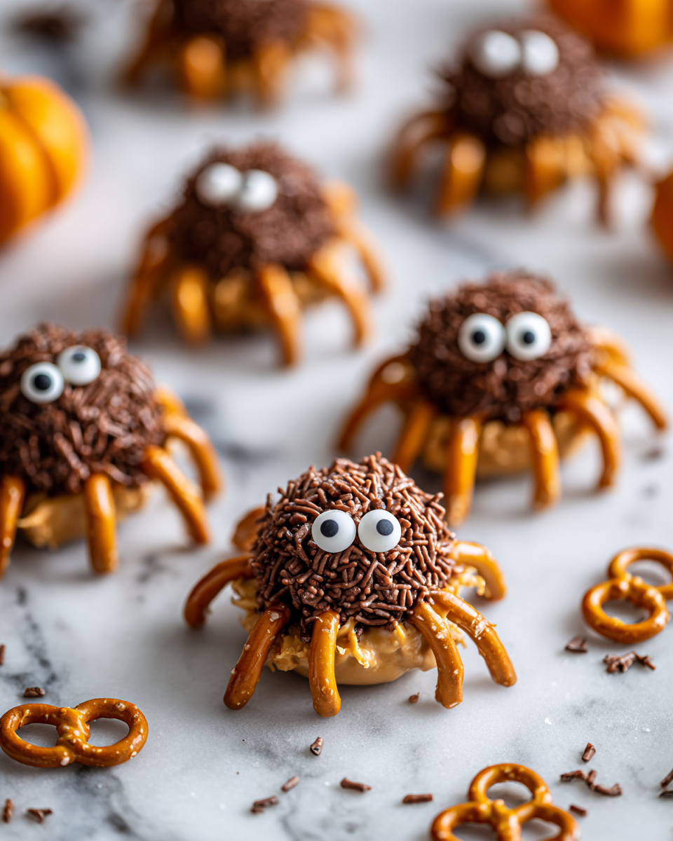 Palline di Ragnatela al Burro di Arachidi decorate per Halloween