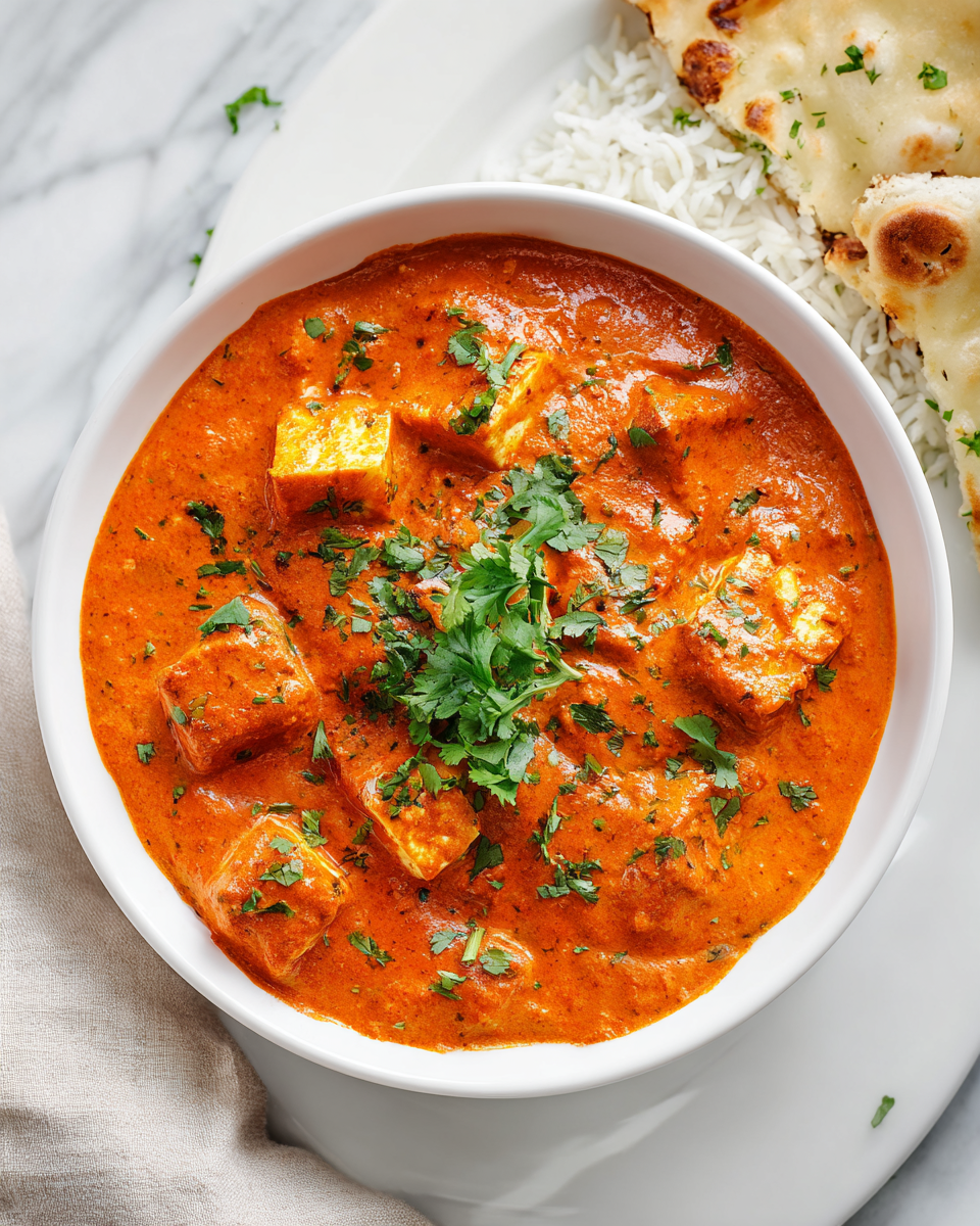 Delizioso Paneer Butter Masala Facile Piatto cremoso di Paneer Butter Masala con spezie indiane vibranti