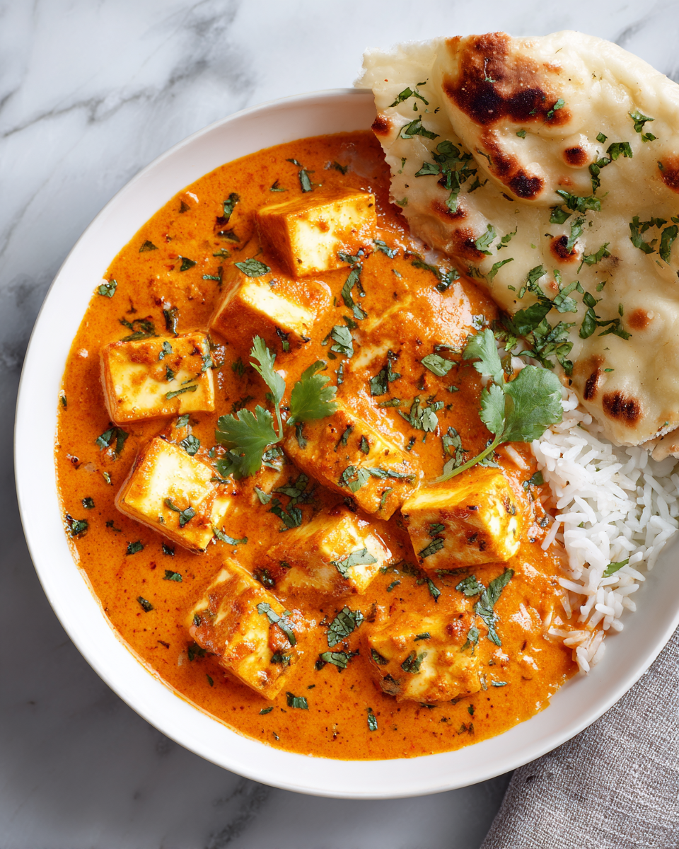 Delizioso Paneer Butter Masala Facile Piatto cremoso di Paneer Butter Masala con spezie indiane vibranti