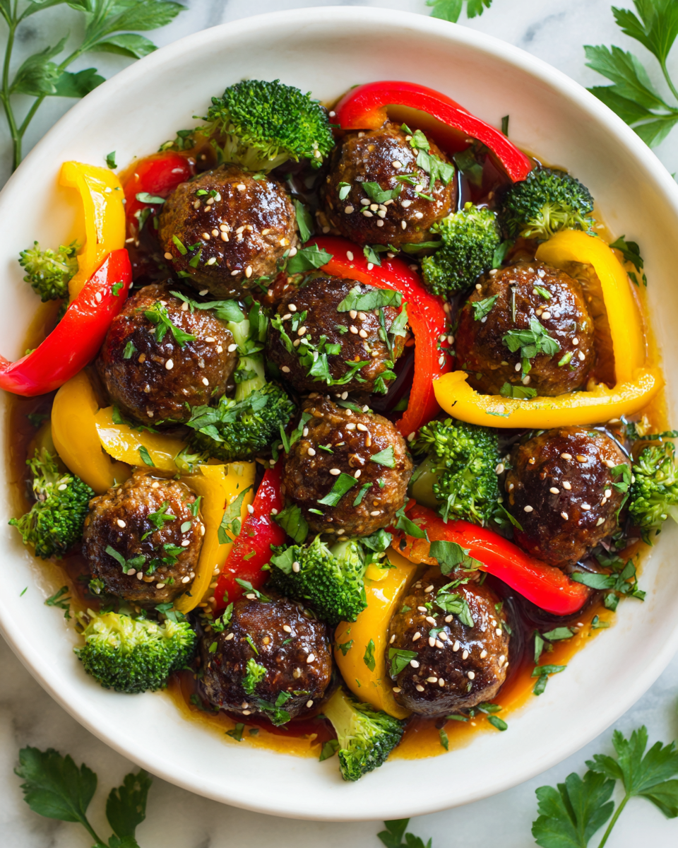 Polpette di Manzo Saltate: Semplici e Gustose Polpette di manzo saltate con verdure fresche, un piatto autunnale italiano delizioso e semplice.