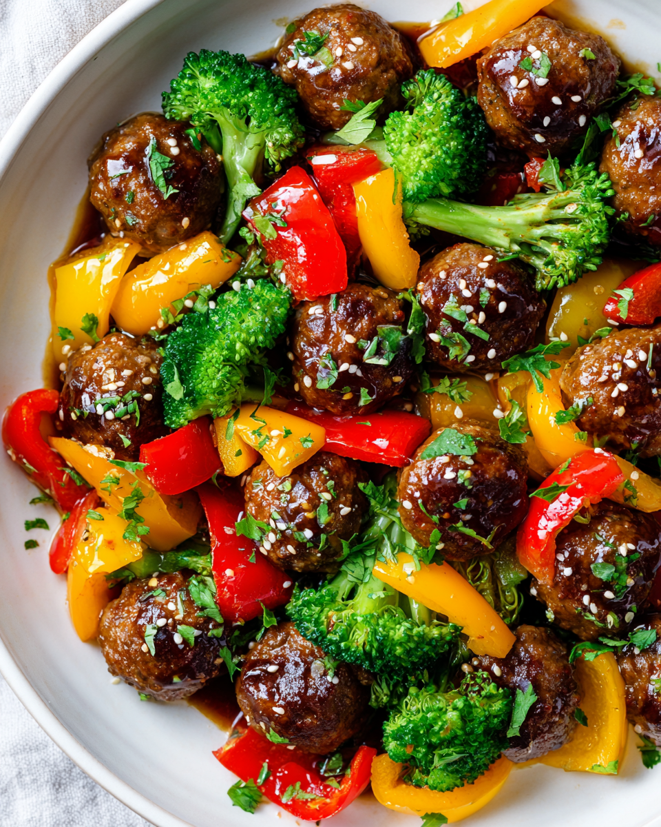 Polpette di Manzo Saltate: Semplici e Gustose Polpette di manzo saltate con verdure fresche, un piatto autunnale italiano delizioso e semplice.