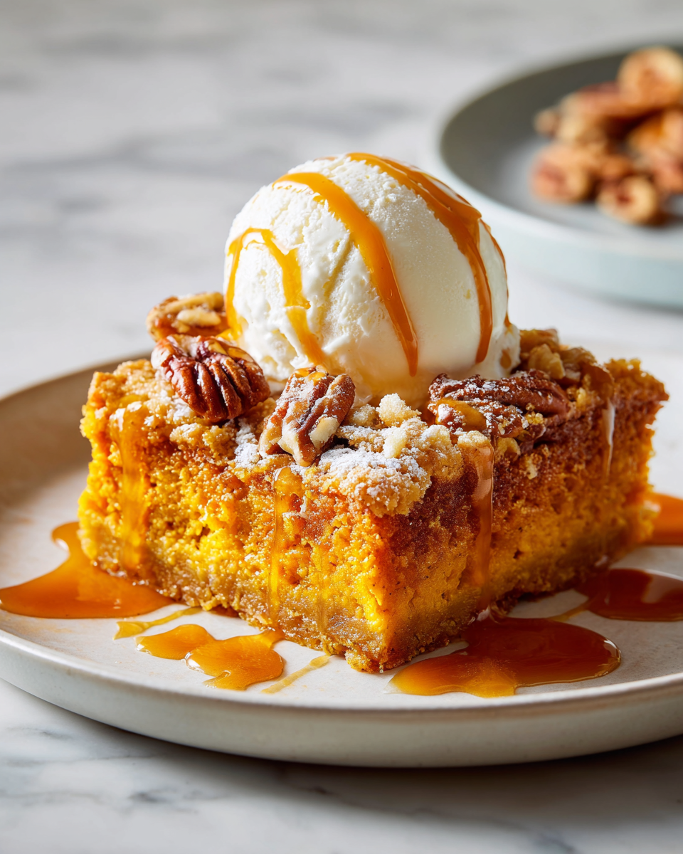 Delizioso Pumpkin Dump Cake per l'Autunno Delizioso Pumpkin Dump Cake pronto in 60 minuti, semplice e perfetto per le feste autunnali, ricco di sapore e comfort