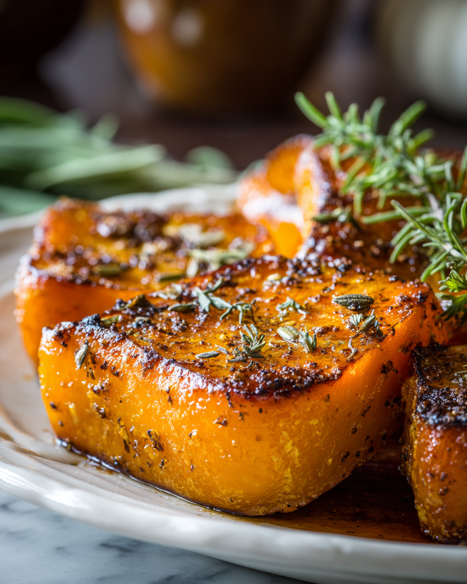 Deliziosa zucca butternut al forno Ricetta zucca butternut al forno con spezie e sciroppo d'acero