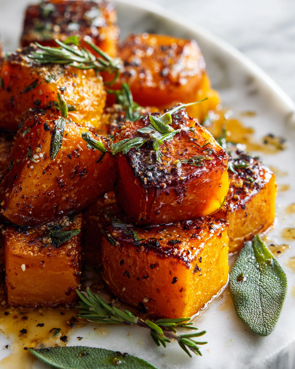 Deliziosa zucca butternut al forno Ricetta zucca butternut al forno con spezie e sciroppo d'acero