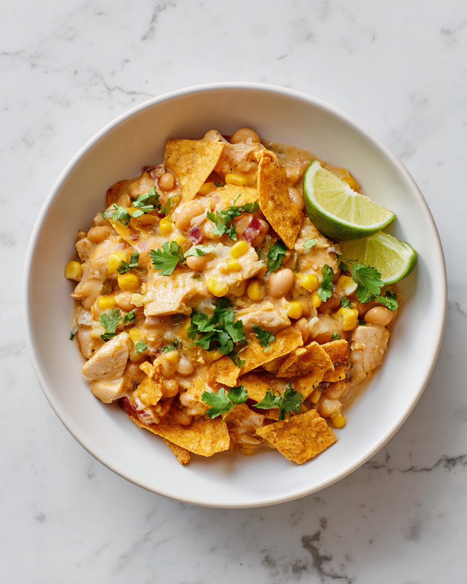 Deliziosi Burrito Bowl con Chili Bianco di Pollo Burrito bowl con chili bianco di pollo, un piatto autunnale ricco di sapori.