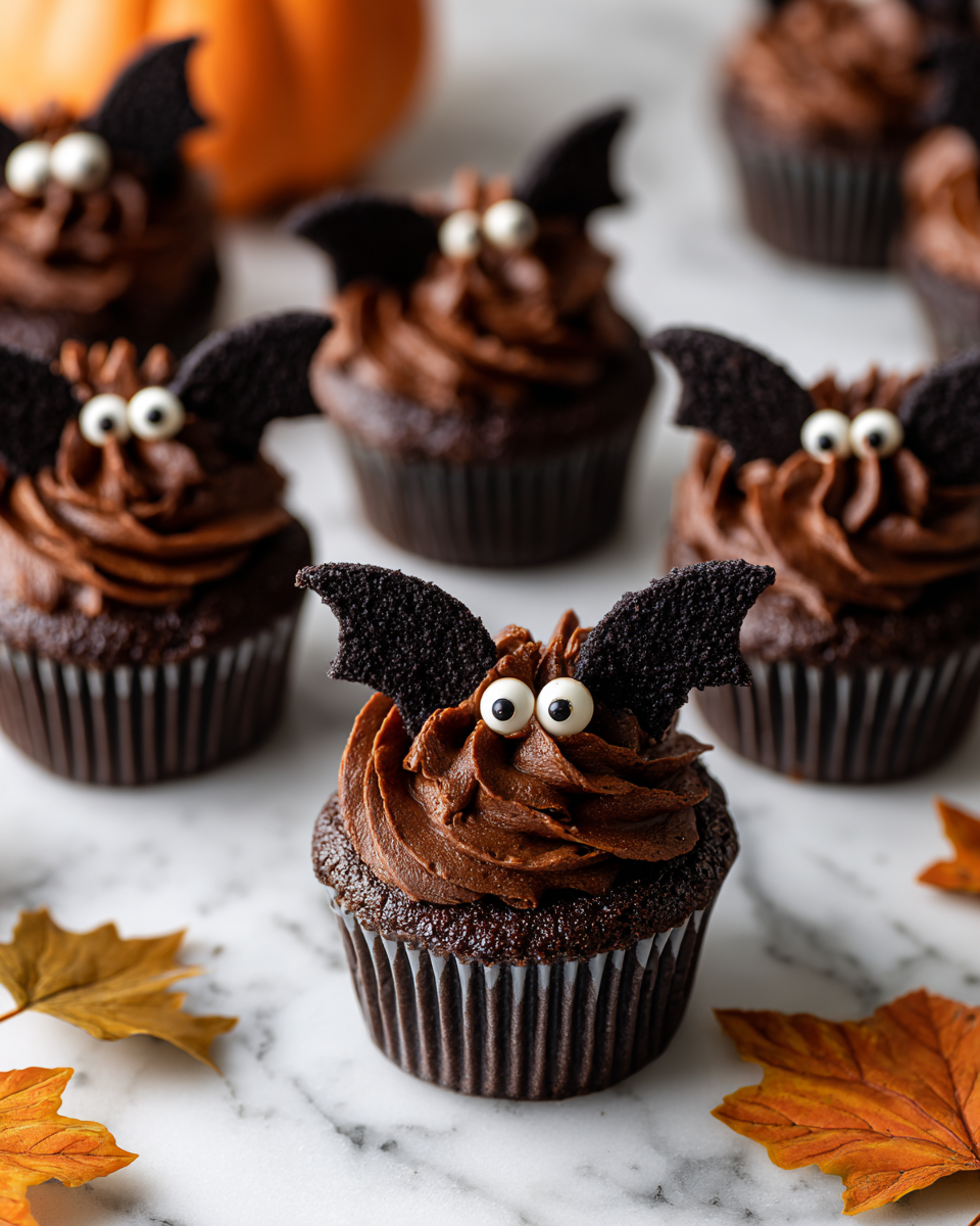 Cupcakes Oreo a forma di pipistrello decorati per Halloween