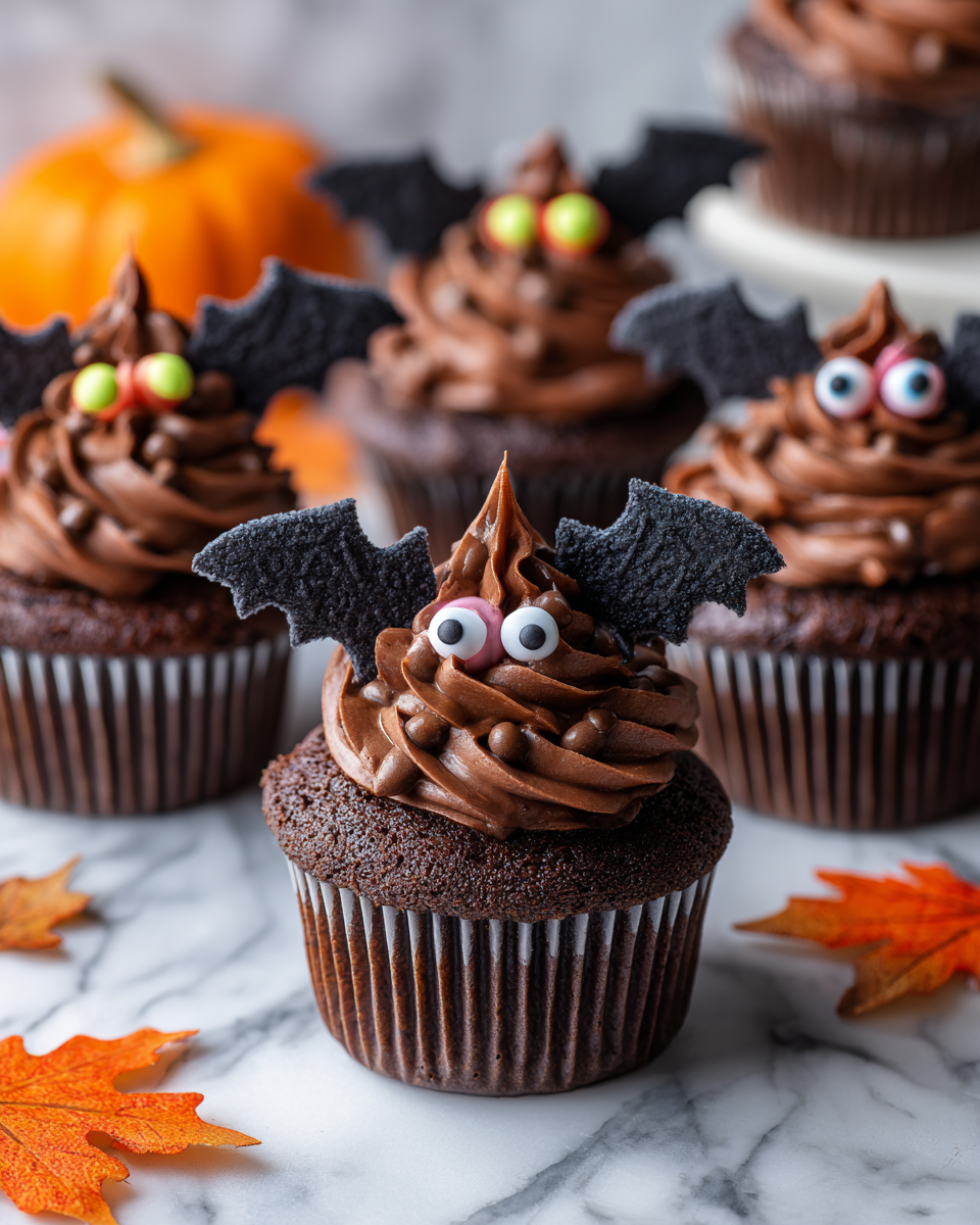 Cupcakes Oreo a forma di pipistrello decorati per Halloween
