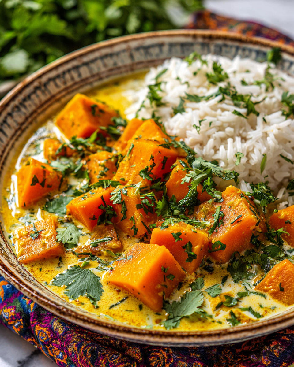 Comfort Food: Curry di Zucchini Butternut con Latte di Cocco Curry di Zucchini Butternut con latte di cocco, un piatto autunnale ricco e cremoso, perfetto per una cena autunnale.