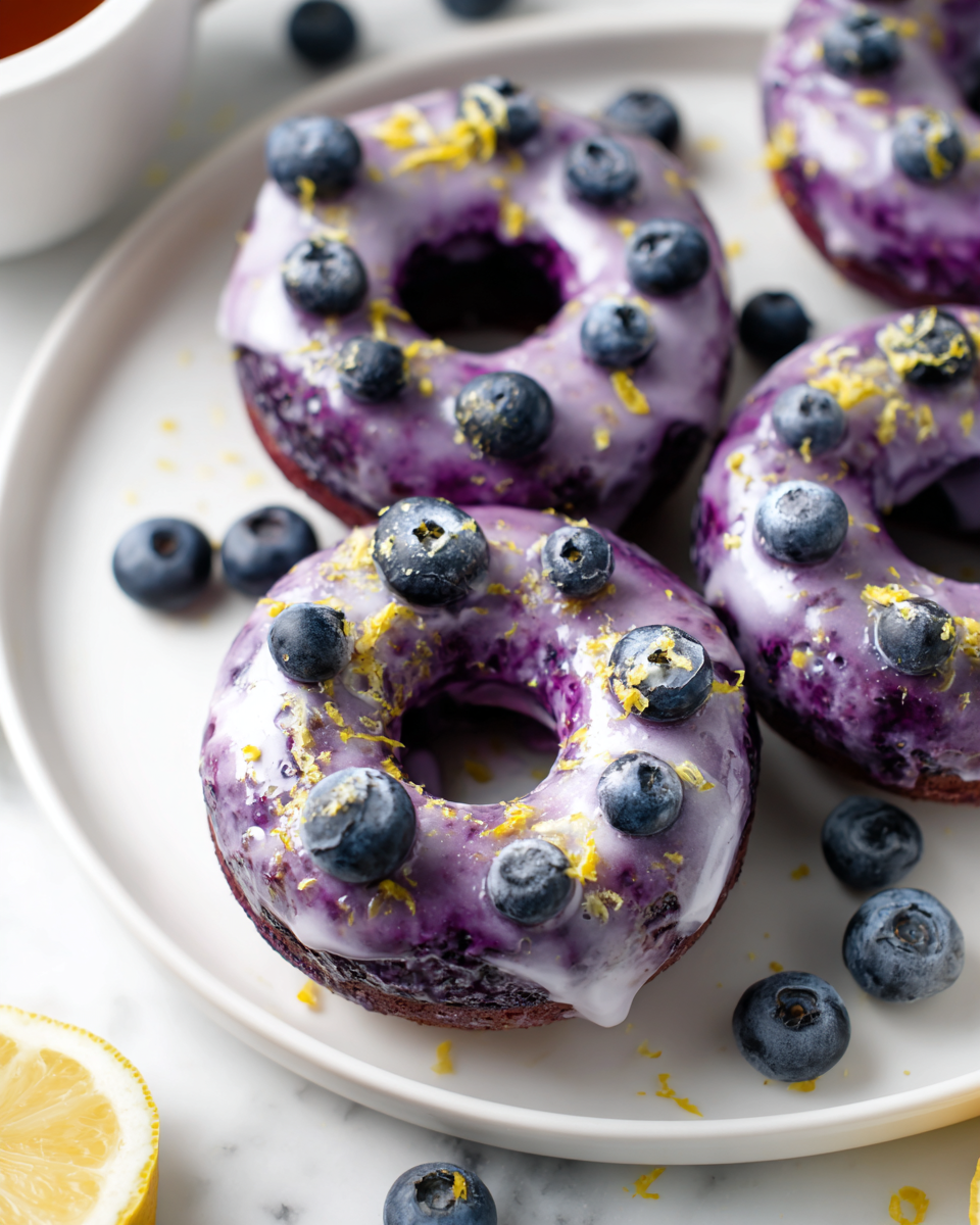 Deliziosi Donuts Vegani ai Mirtilli Ciambelle vegane ai mirtilli freschi, dolci e leggeri, un'ottima ricetta autunnale.