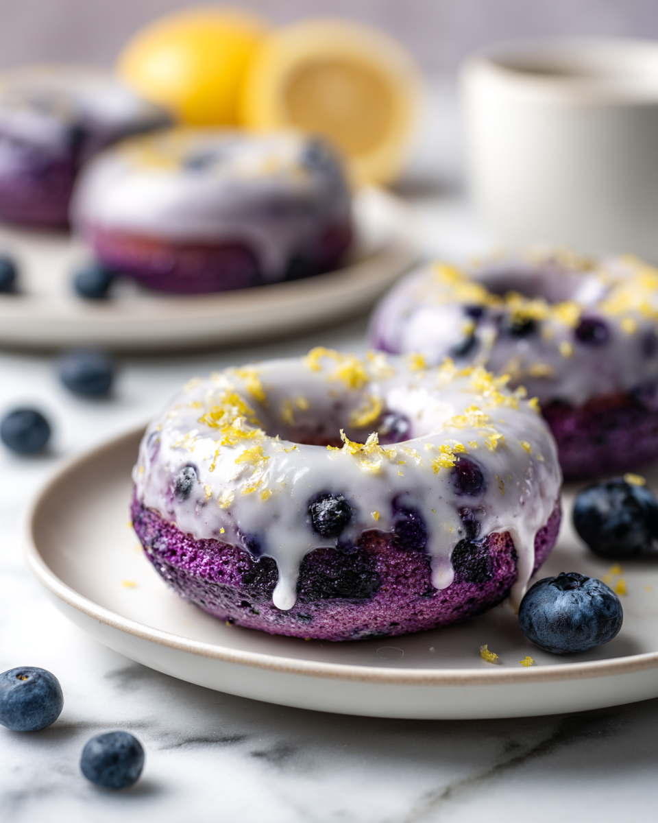 Deliziosi Donuts Vegani ai Mirtilli Ciambelle vegane ai mirtilli freschi, dolci e leggeri, un'ottima ricetta autunnale.