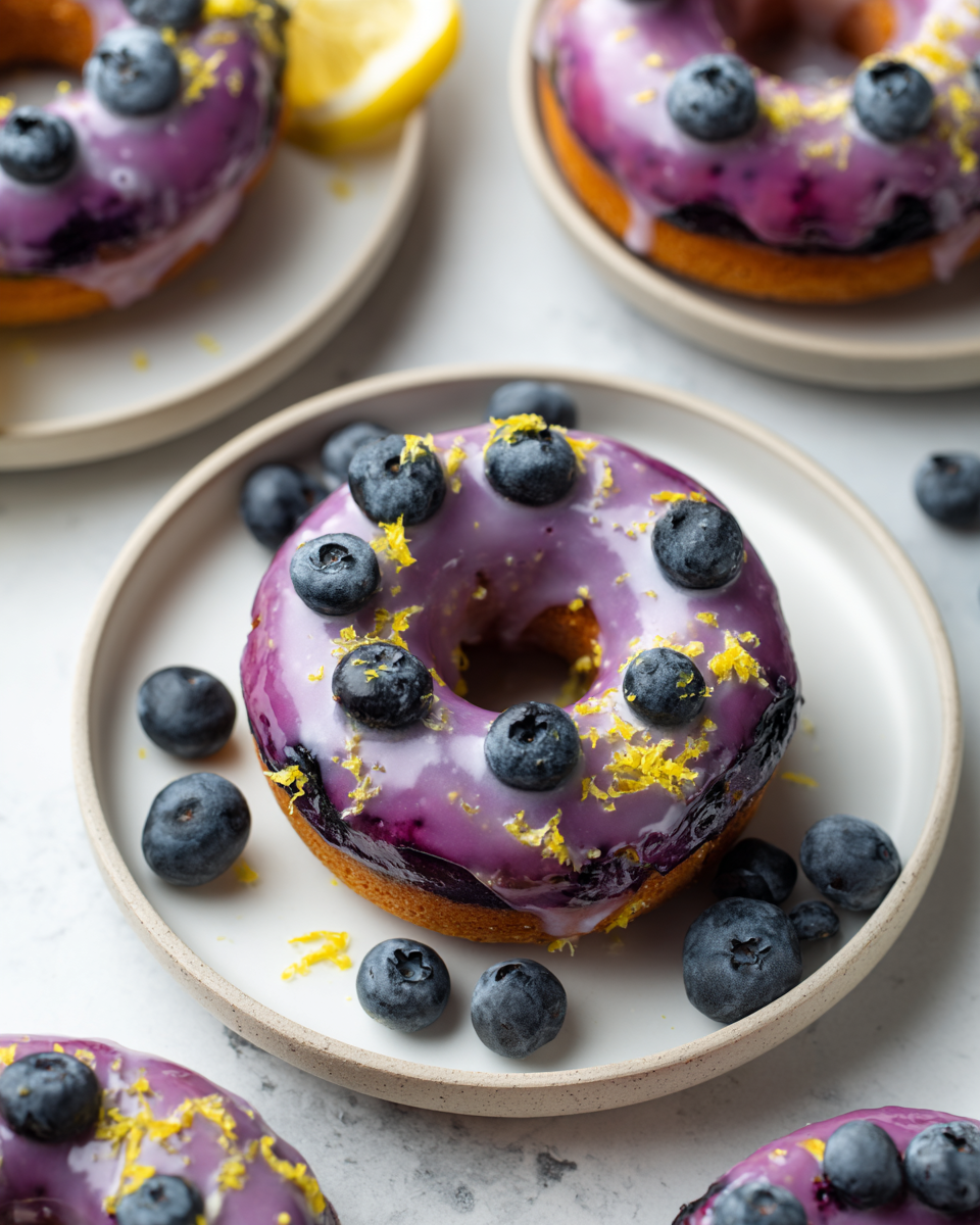 Deliziosi Donuts Vegani ai Mirtilli Ciambelle vegane ai mirtilli freschi, dolci e leggeri, un'ottima ricetta autunnale.