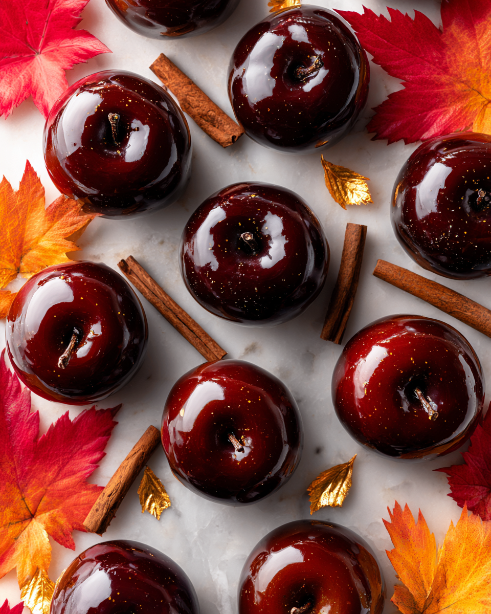 Mele caramellate nere lucide pronte per Halloween