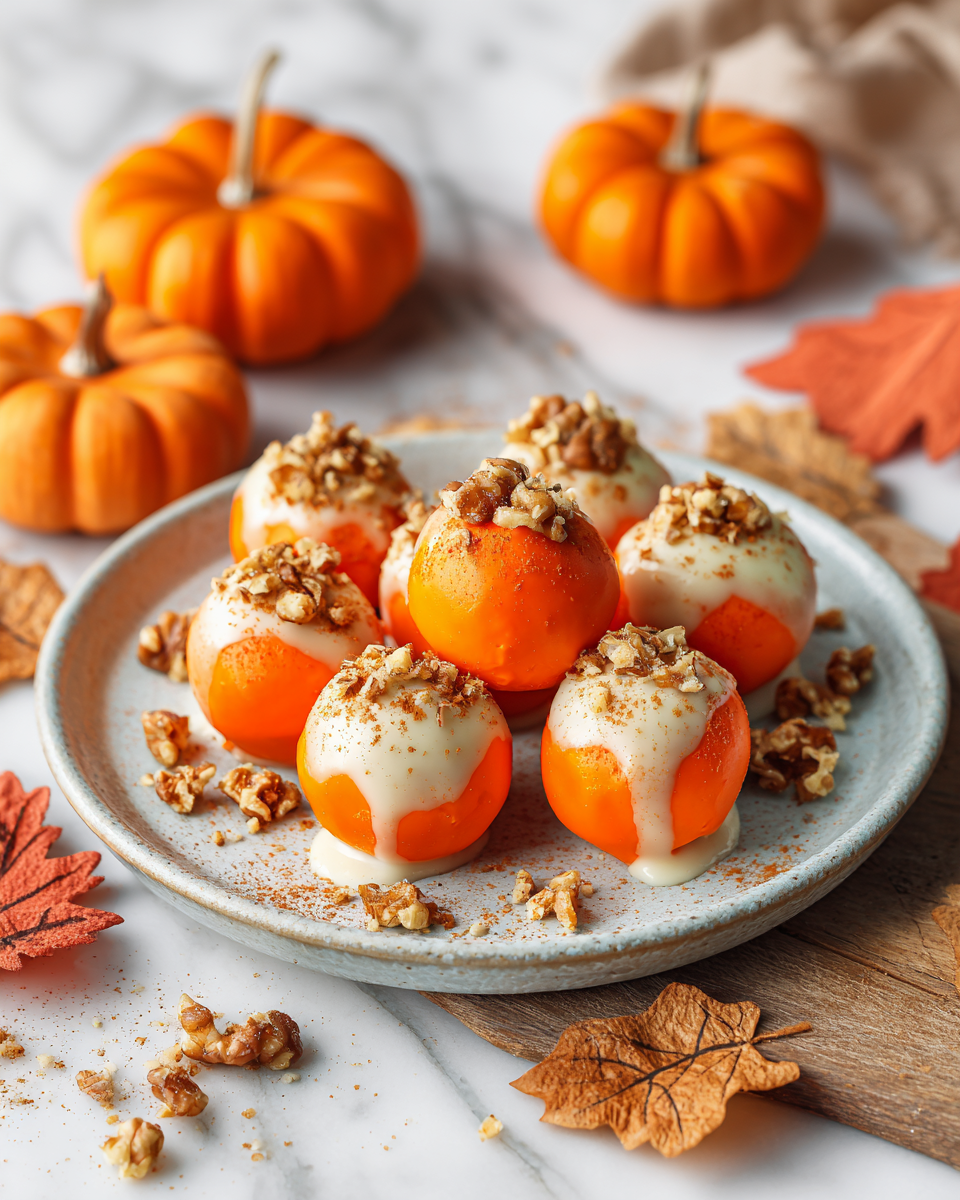 Palline di cheesecake alla zucca, dolci autunnali facili e deliziosi, dessert freschi, ricetta zucca, palline cheesecake, dolci per feste.