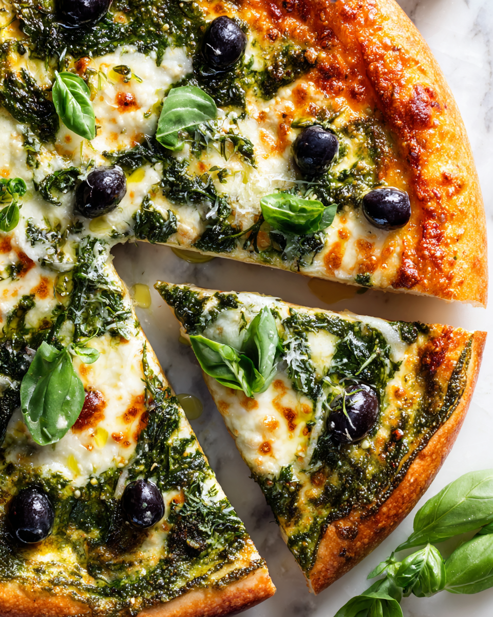 Pizza Pesto della Strega con ingredienti freschi e pronto in 30 minuti.