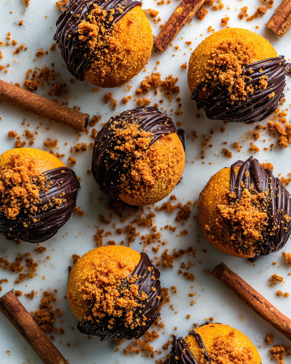 Tartufi di zucca Biscoff decorati, dolci autunnali perfetti come regalo per le festività