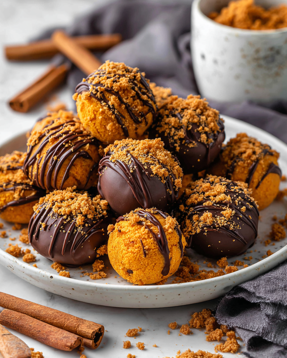 Tartufi di zucca Biscoff decorati, dolci autunnali perfetti come regalo per le festività