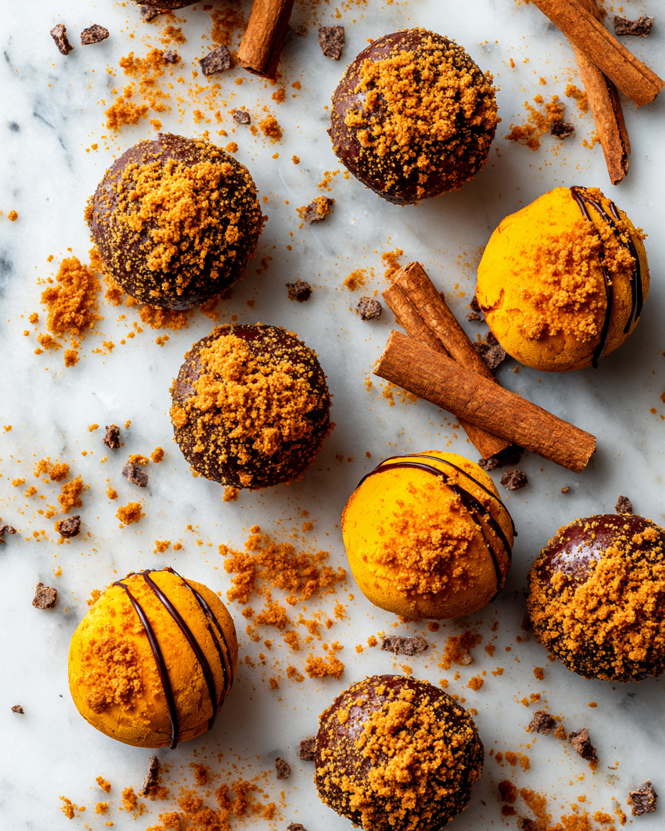 Tartufi di zucca Biscoff decorati, dolci autunnali perfetti come regalo per le festività