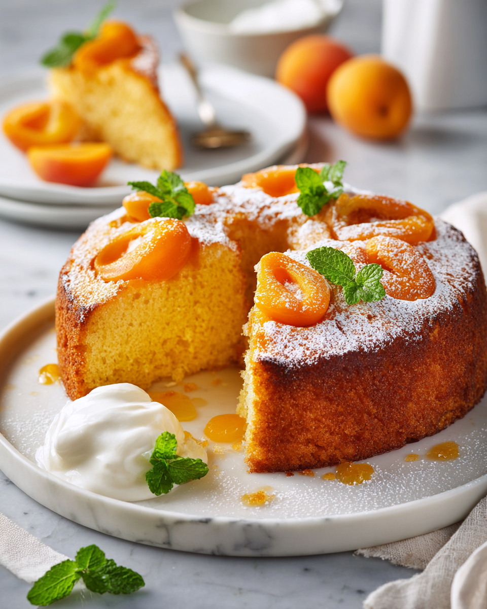 Deliziosa torta di albicocca, miele e limone Torta di albicocca al miele e limone, dolce estivo, facile ricetta italiana.