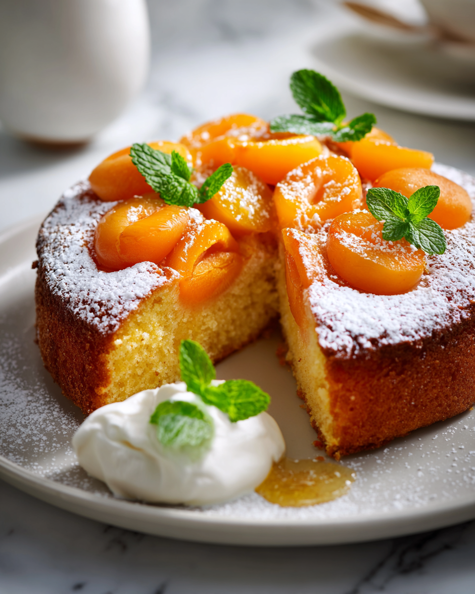 Deliziosa torta di albicocca, miele e limone Torta di albicocca al miele e limone, dolce estivo, facile ricetta italiana.