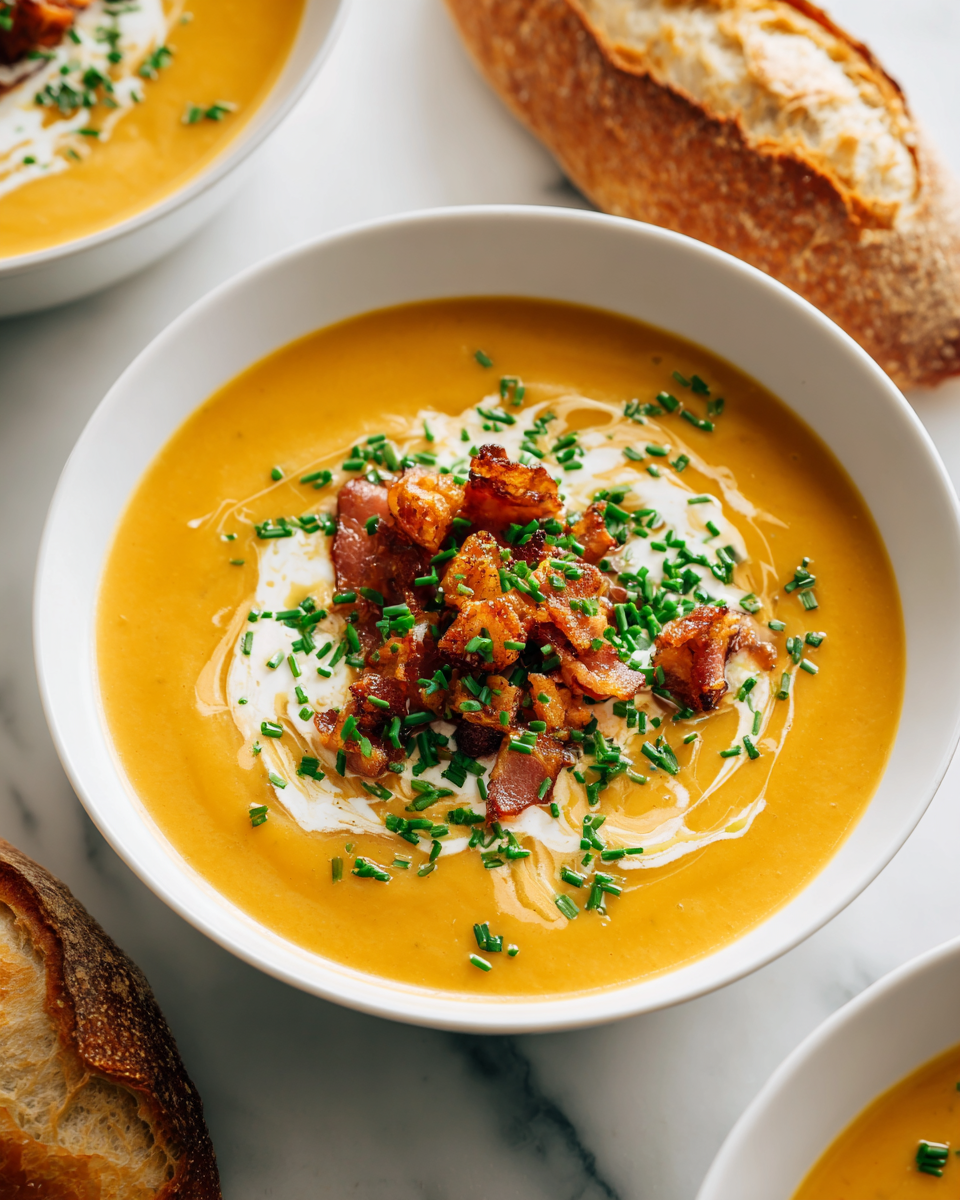 Zuppa Cremosa di Patate per Serate Autunnali Zuppa cremosa di patate, comfort food autunnale, ricetta semplice, ingredienti freschi, piatto caldo e avvolgente.