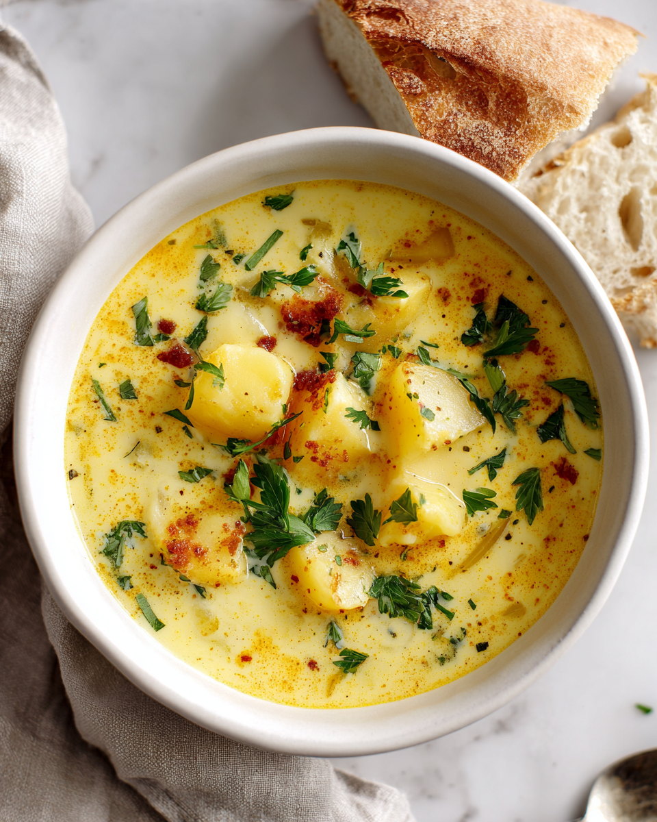 Una Confortante Zuppa di Patate per l'Autunno Deliziosa zuppa di patate cremosa, un comfort food perfetto per le serate autunnali in Italia, veloce da preparare e nutriente.