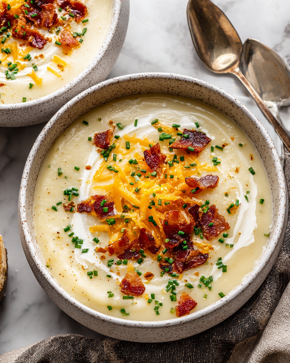 Scopri la Cremosa Zuppa di Patate nell'Instant Pot Zuppa di patate cremosa e ricca, realizzata nell'Instant Pot, perfetta per l'autunno