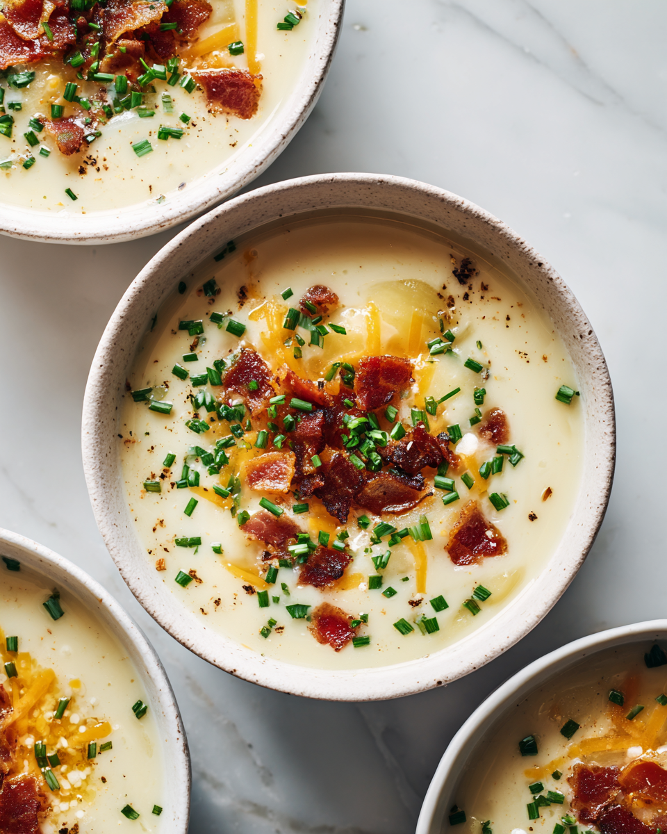 Scopri la Cremosa Zuppa di Patate nell'Instant Pot Zuppa di patate cremosa e ricca, realizzata nell'Instant Pot, perfetta per l'autunno