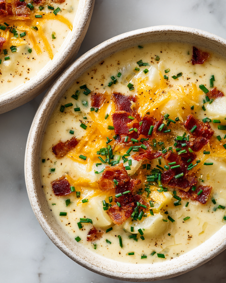 Scopri la Cremosa Zuppa di Patate nell'Instant Pot Zuppa di patate cremosa e ricca, realizzata nell'Instant Pot, perfetta per l'autunno