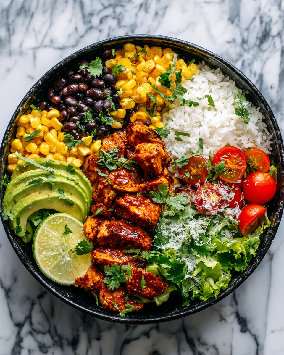 Deliziosi Burrito Bowl Chipotle per le Feste Burrito Bowl Chipotle ricco di sapori e freschezza, perfetto per i pasti in famiglia.