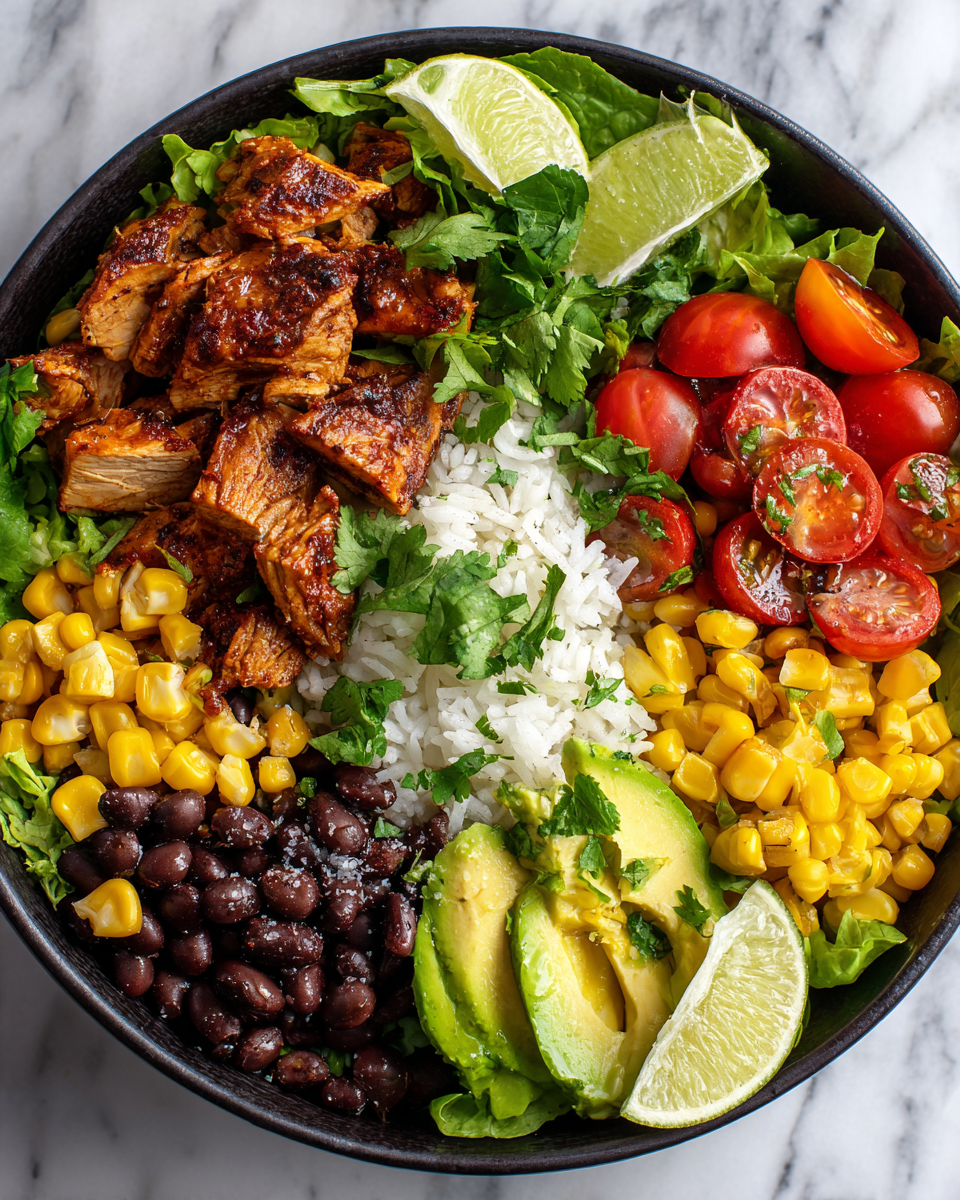 Deliziosi Burrito Bowl Chipotle per le Feste Burrito Bowl Chipotle ricco di sapori e freschezza, perfetto per i pasti in famiglia.