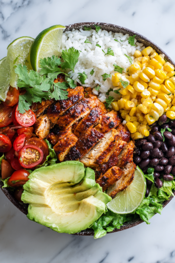 Deliziosi Burrito Bowl Chipotle per le Feste Burrito Bowl Chipotle ricco di sapori e freschezza, perfetto per i pasti in famiglia.