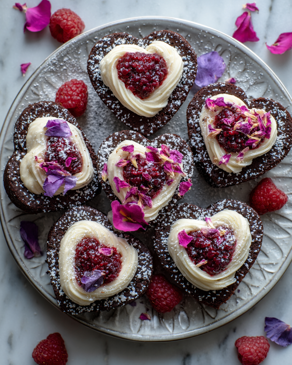 Cupcake a forma di cuore sanguinante con ripieno di lamponi freschi, dolce e decorativo, perfetto per celebrare l'amore.