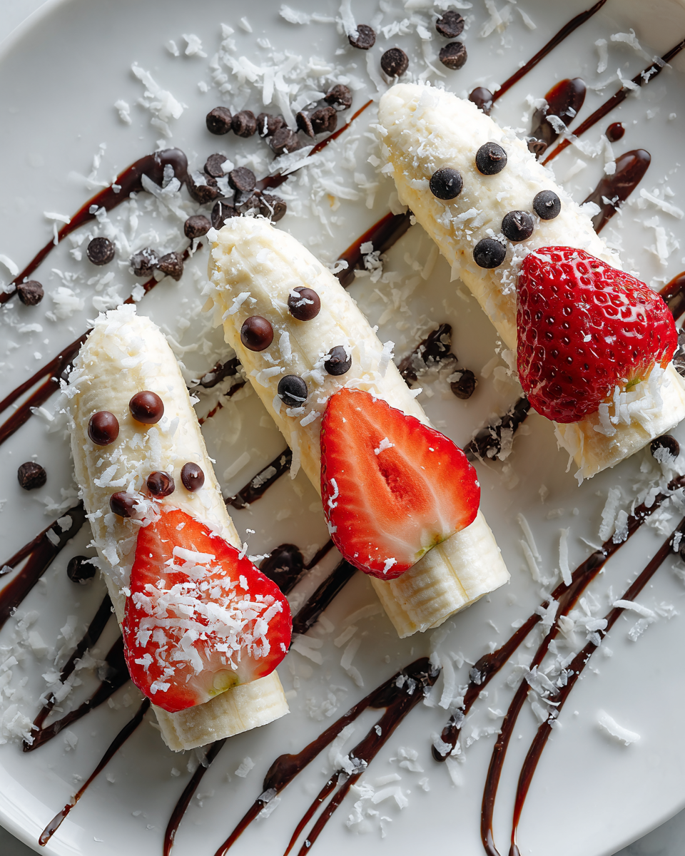Divertenti Spiedini di Frutta Fantasma per Halloween Deliziosi spiedini di frutta fantasma decorati con cioccolato bianco, perfetti per una festa di Halloween.